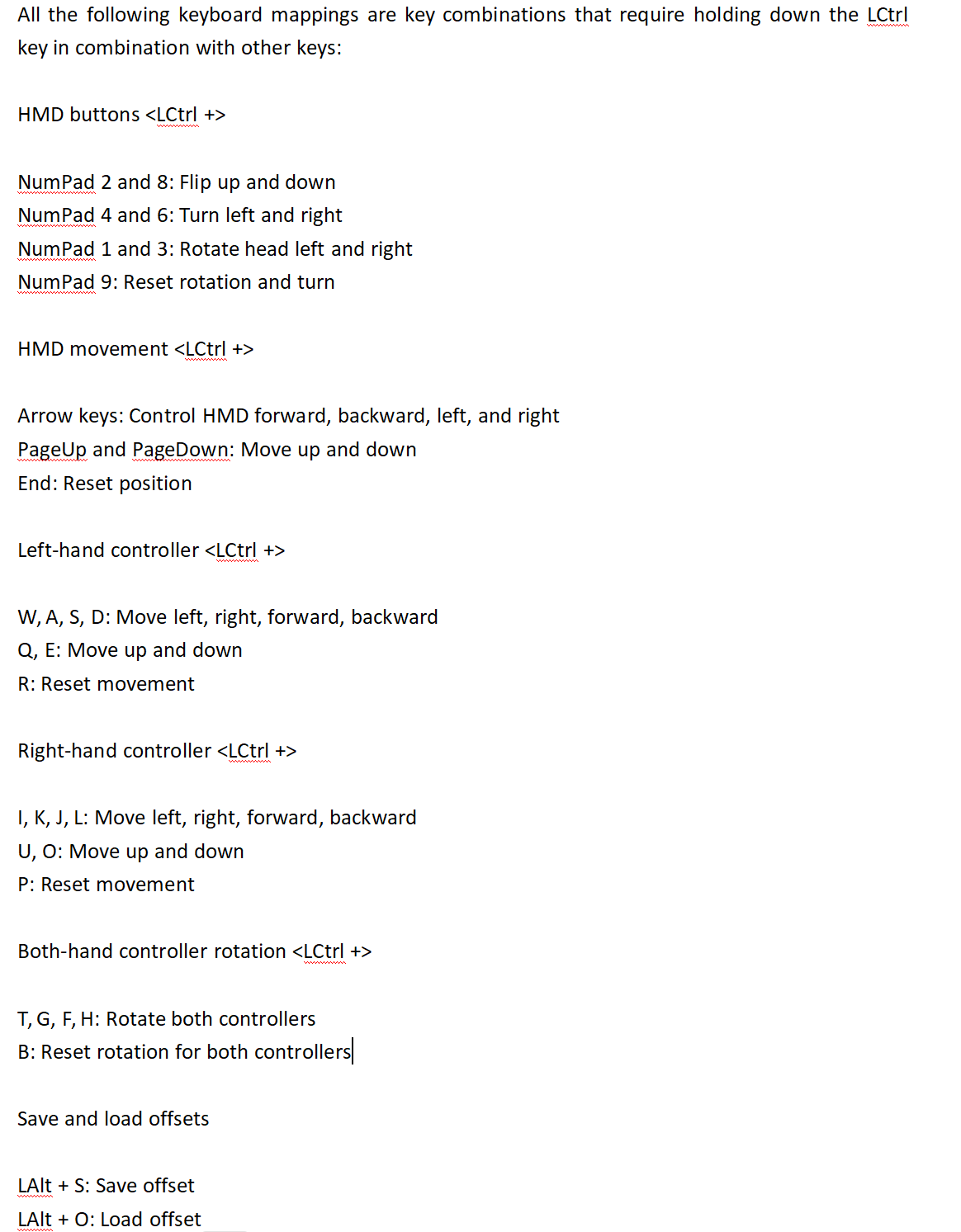 Key mapping table
